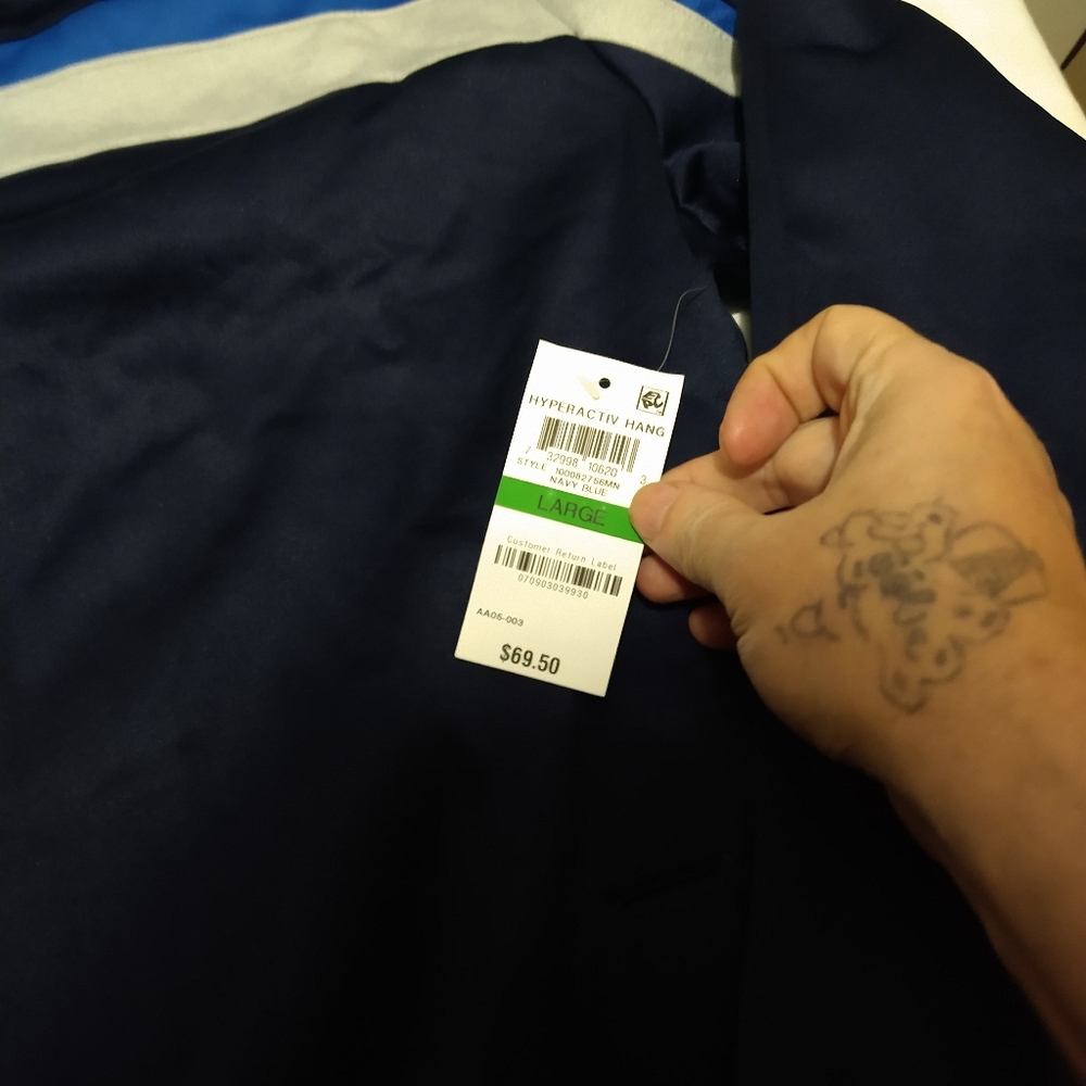 Club Room Blue Crossbody Stripe Track Jacket - Picture 11 of 12